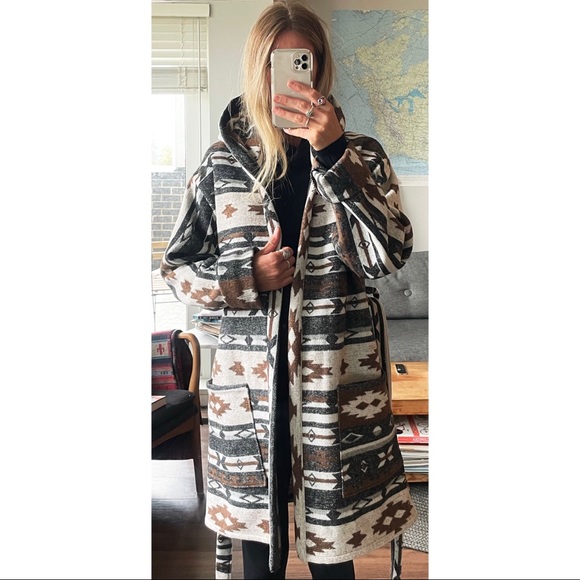 Nat the Label Jackets & Blazers - Handmade Southwestern Print Hooded Robe Jacket